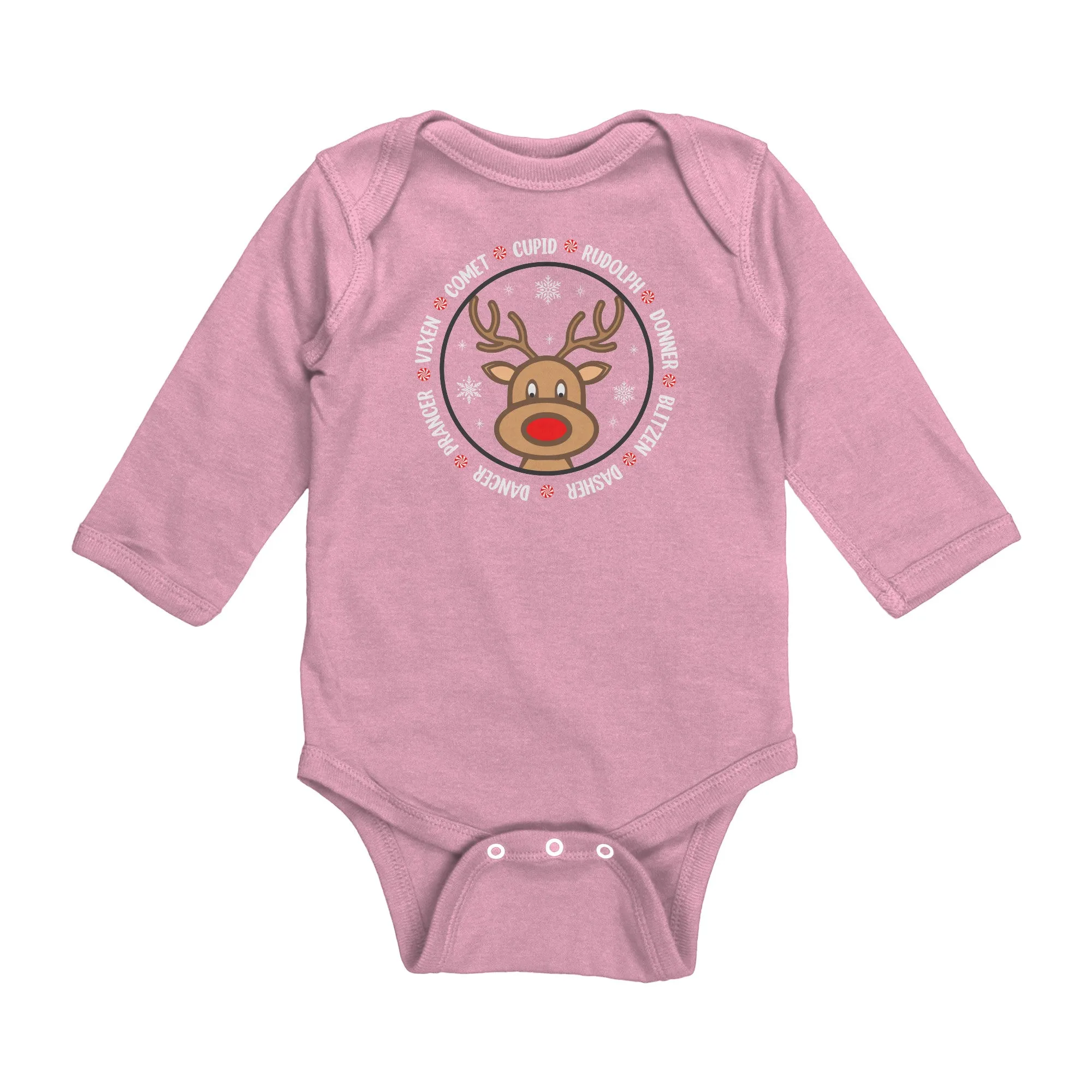 Team Rudolph Long Sleeve Baby Snap Bodysuit Onesie