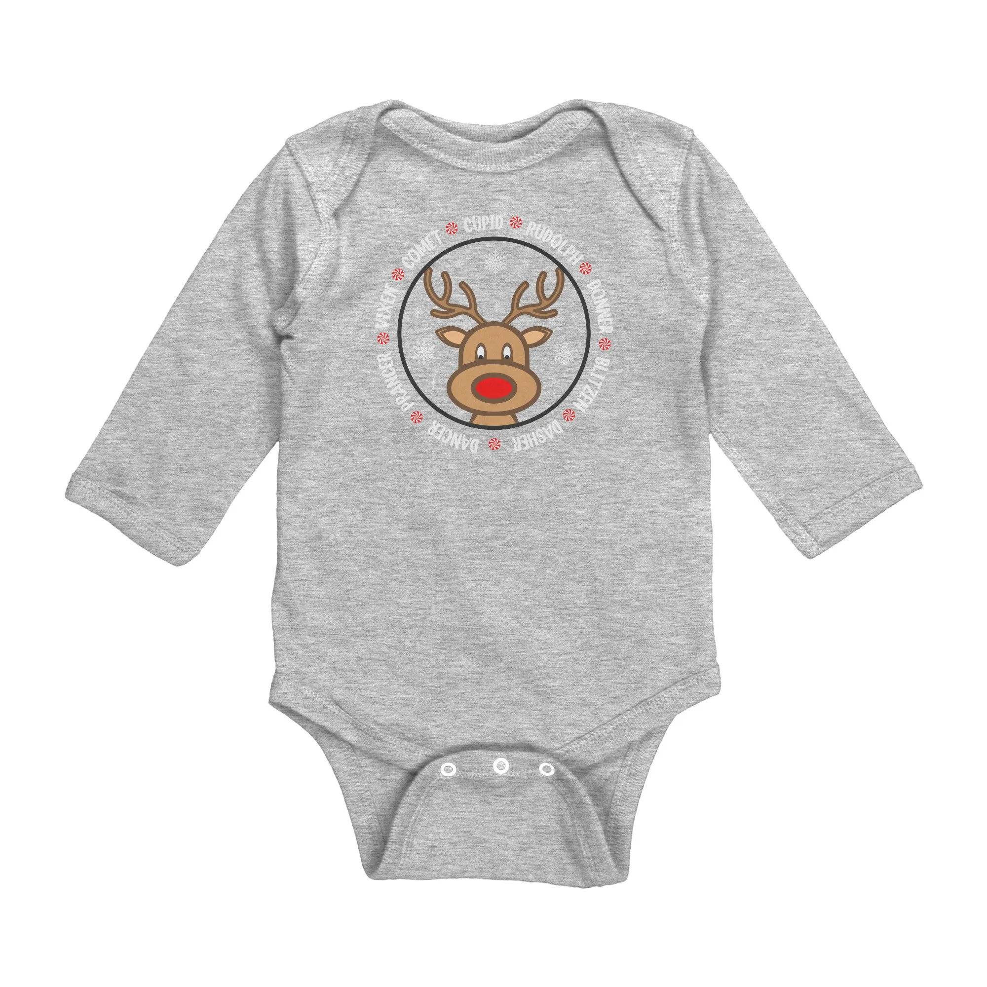 Team Rudolph Long Sleeve Baby Snap Bodysuit Onesie