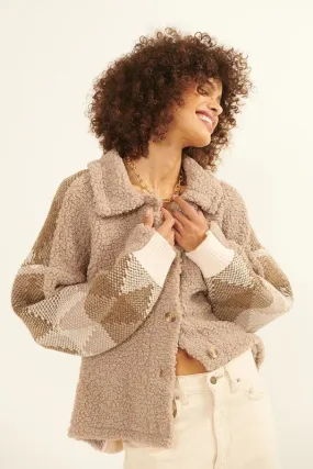 The Cartora Sherpa Diamond Knit Jacket