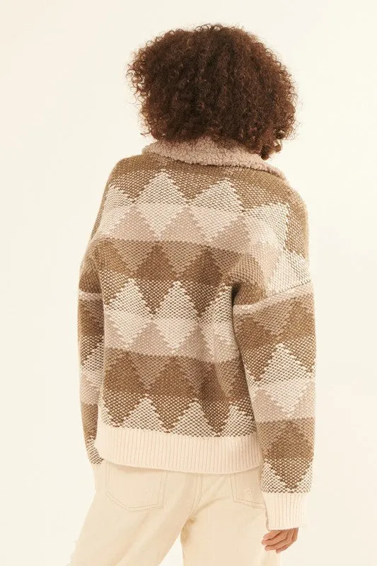 The Cartora Sherpa Diamond Knit Jacket
