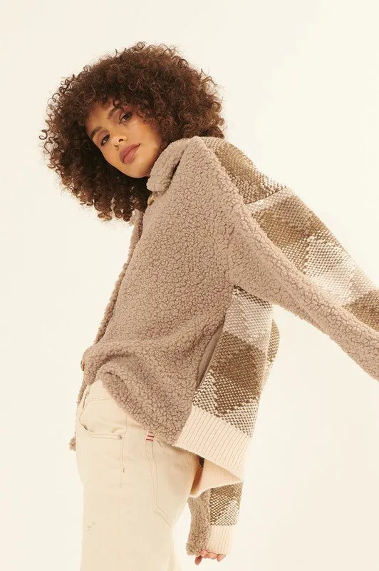 The Cartora Sherpa Diamond Knit Jacket