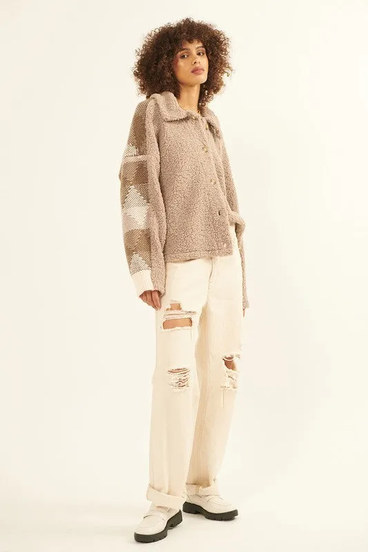 The Cartora Sherpa Diamond Knit Jacket