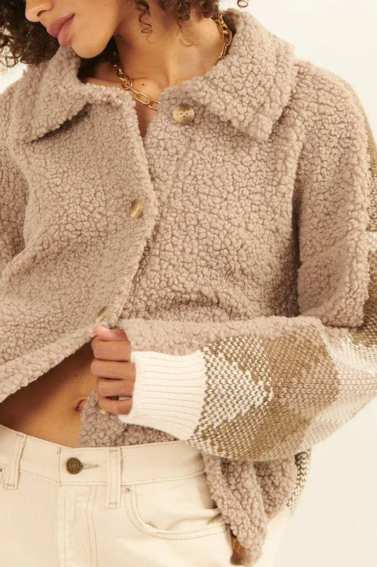 The Cartora Sherpa Diamond Knit Jacket