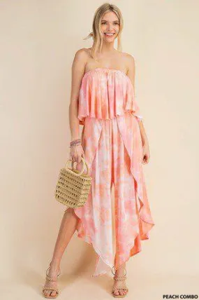 Tie Dye Off Shoulder Jumpsuit
