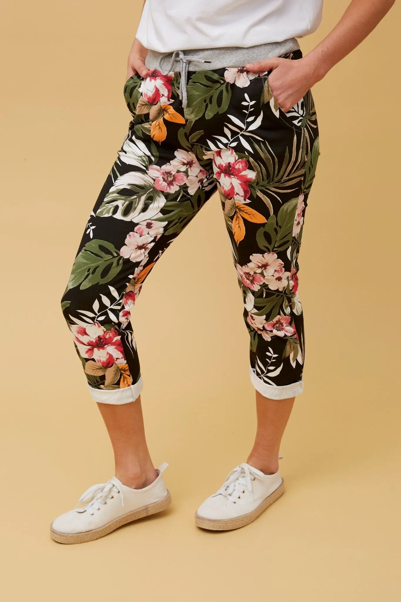TROPICAL COTTON JOGGER JERSEY WAIST PANT