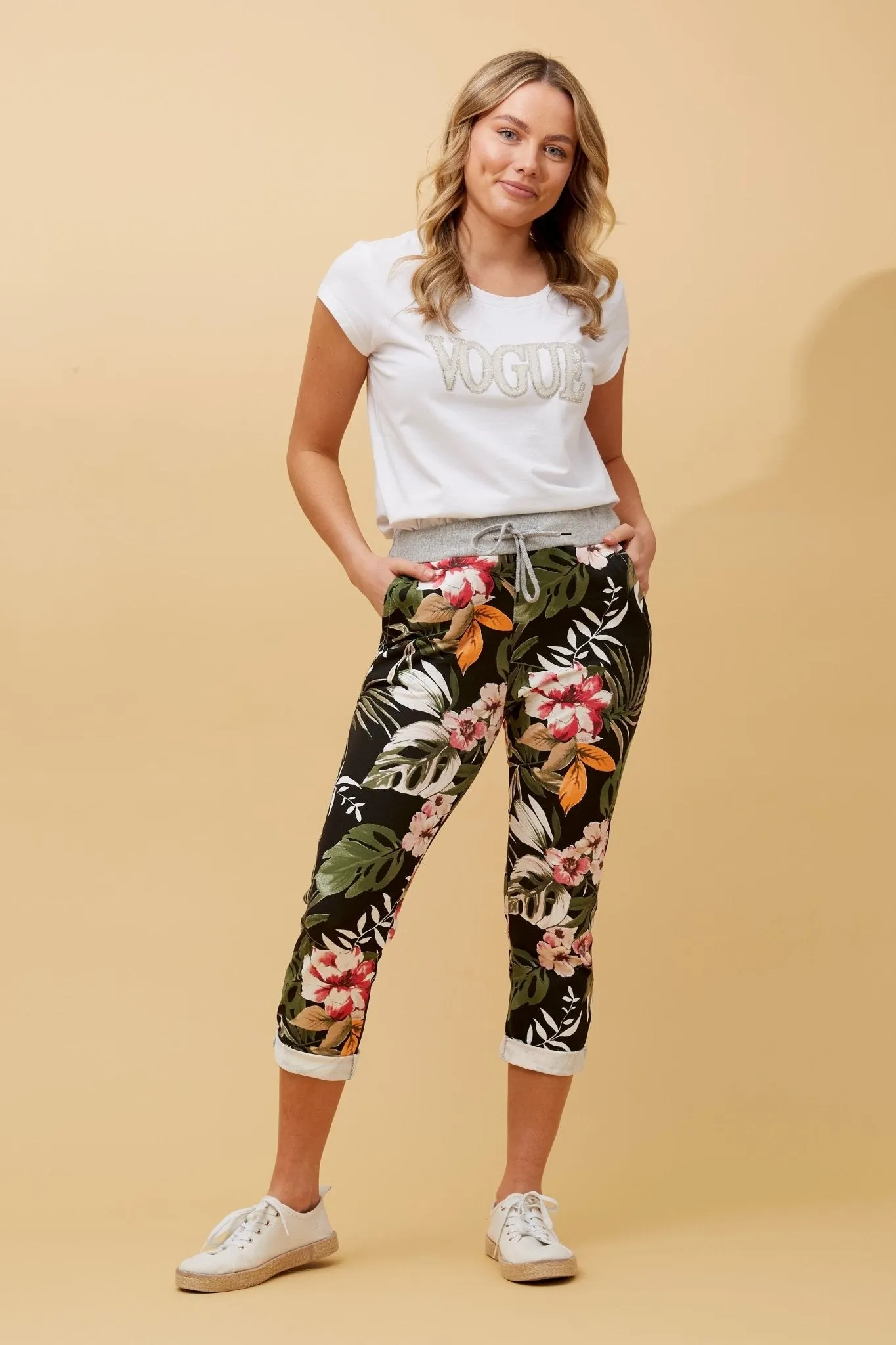 TROPICAL COTTON JOGGER JERSEY WAIST PANT