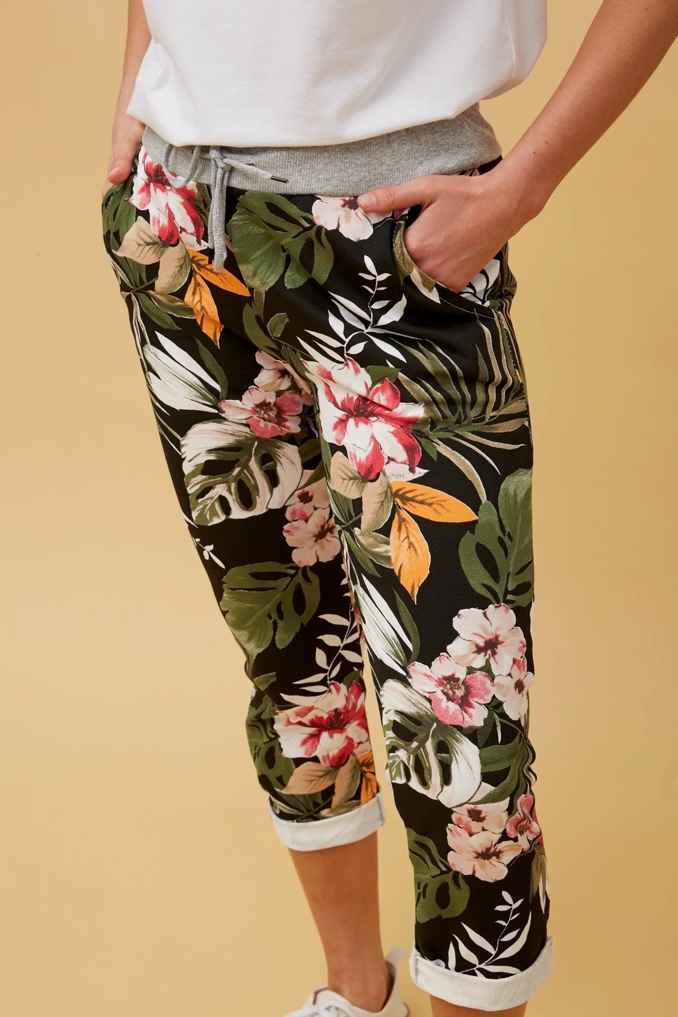 TROPICAL COTTON JOGGER JERSEY WAIST PANT