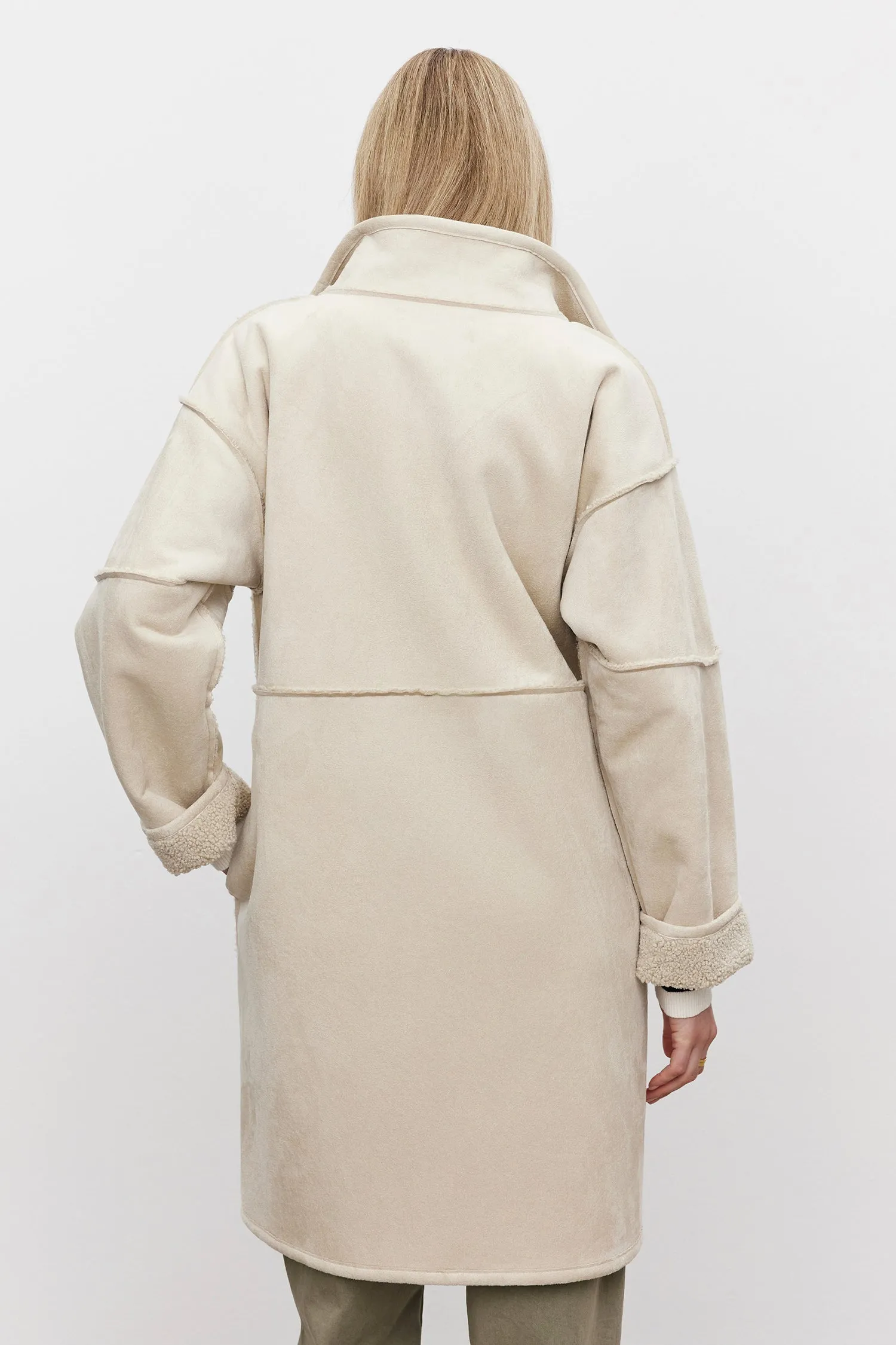 Velvet - Cara - Lux Sherpa Coat in Ecru