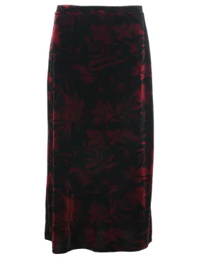 Velvet Foliage  Midi Skirt - S