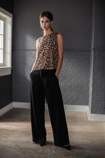 Velvet Leona Ponti Wide Leg Pant - Black