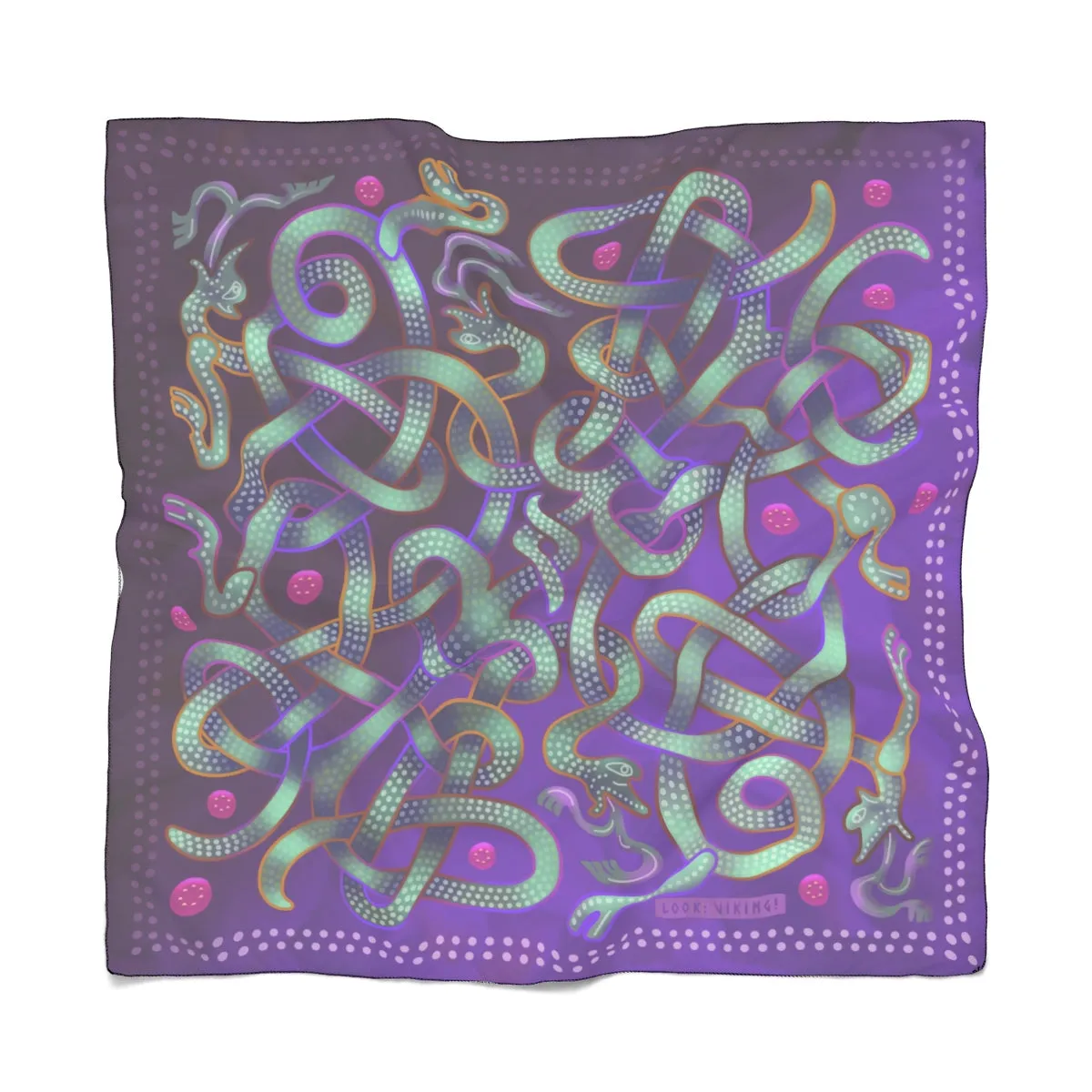 Viking Autumn Violet-Dark Red-Grey Jellinge 1 Transparent Poly Scarf (2 Sizes-2 fabrics)