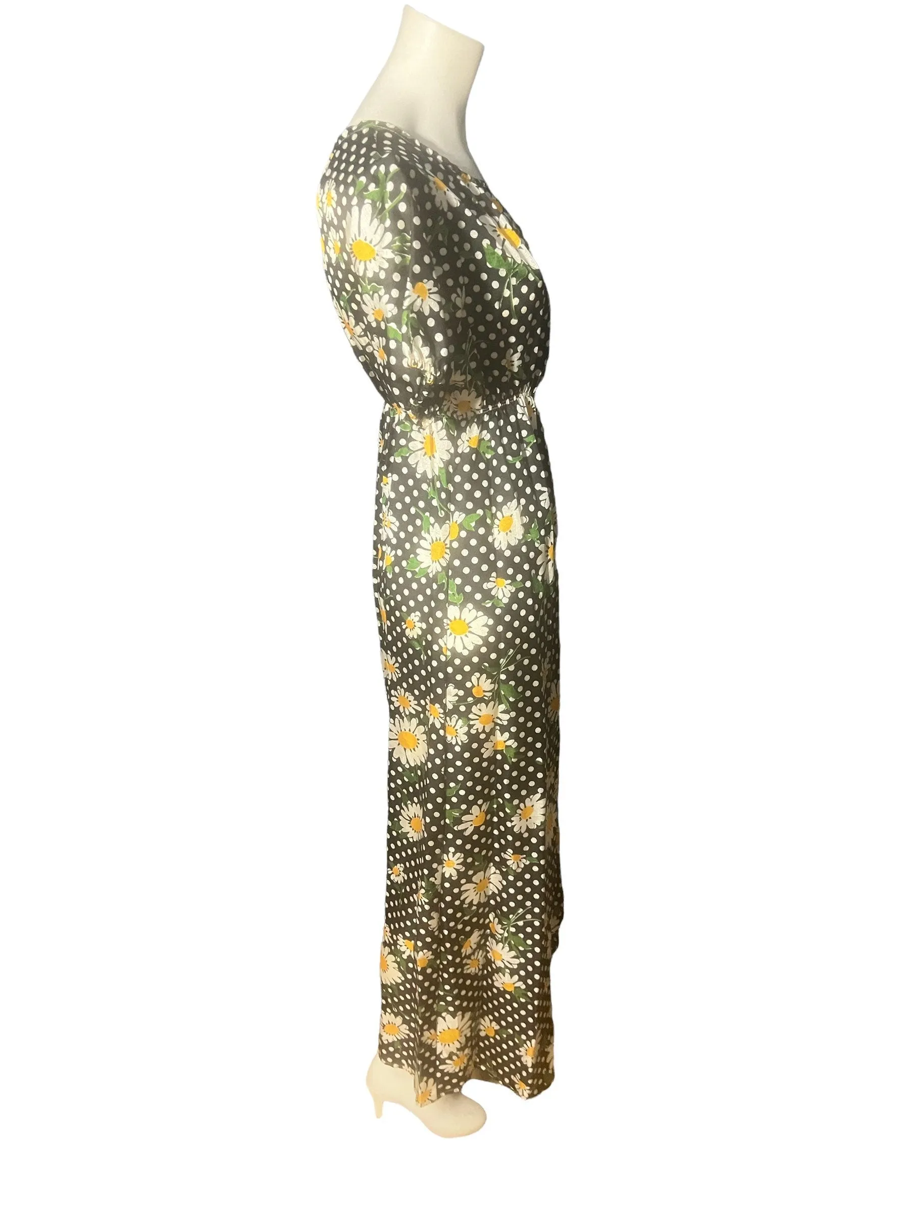 Vintage 70’s daisy floral maxi dress M