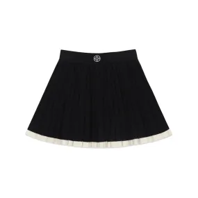 Vintage School Knit Pleated Skirt Black