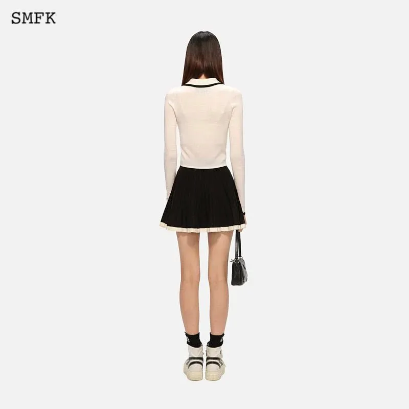 Vintage School Knit Pleated Skirt Black