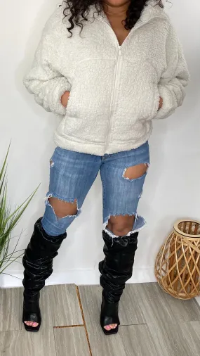 Warm Wishes | sherpa jacket (bone)