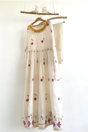White lotus anarkali kurta set