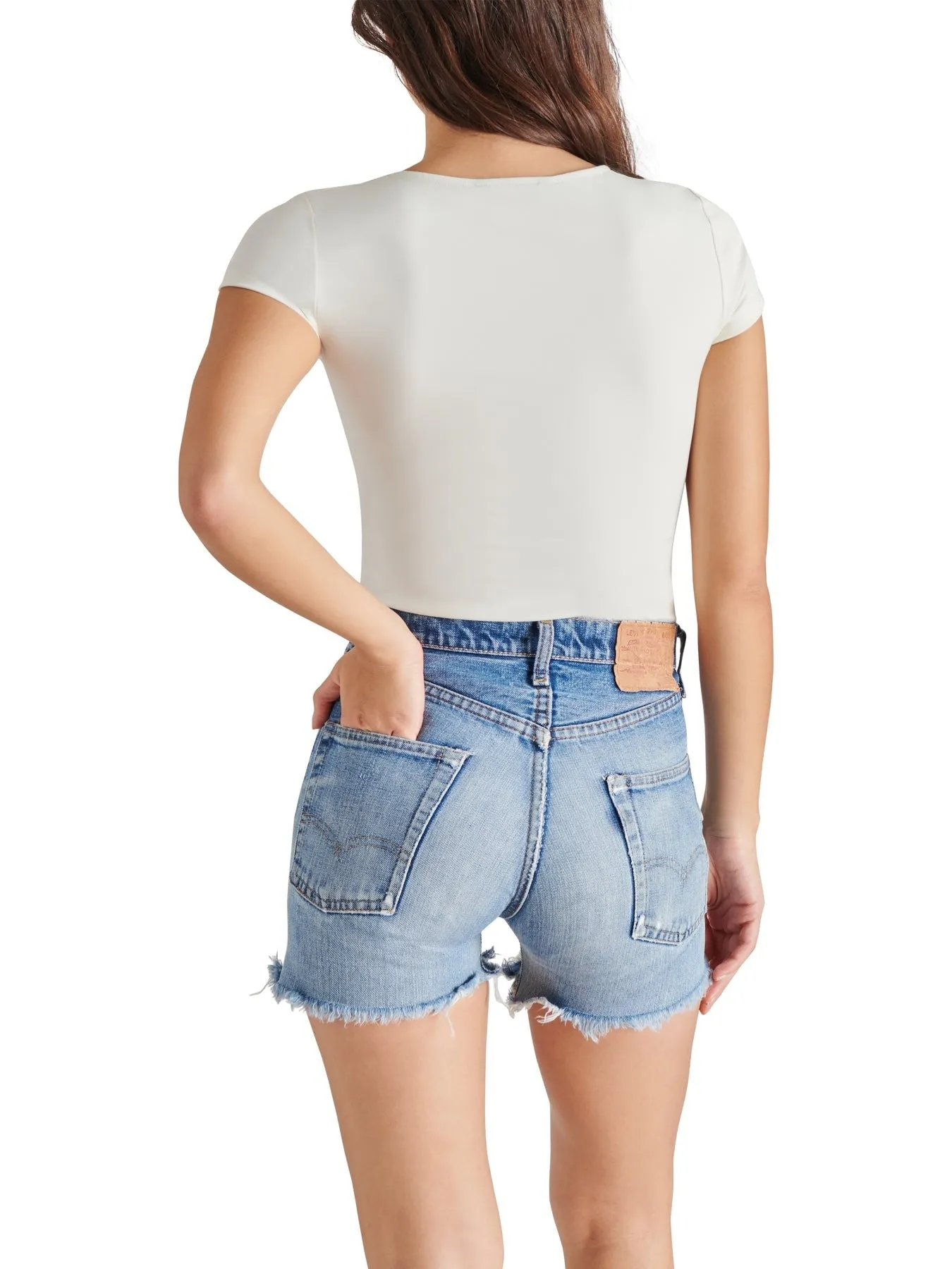 White Short Sleeve V-Neck Erica Bodysuit