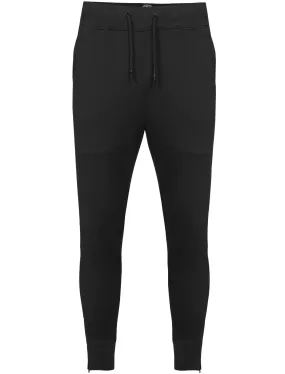 Winston Piqué Panel Cuffed Joggers in Black