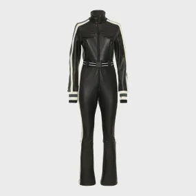 Women Black Leather Jumpsuit