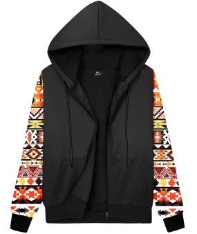 Women's Black Full Zipper Casual Hoodie-ZPK007302