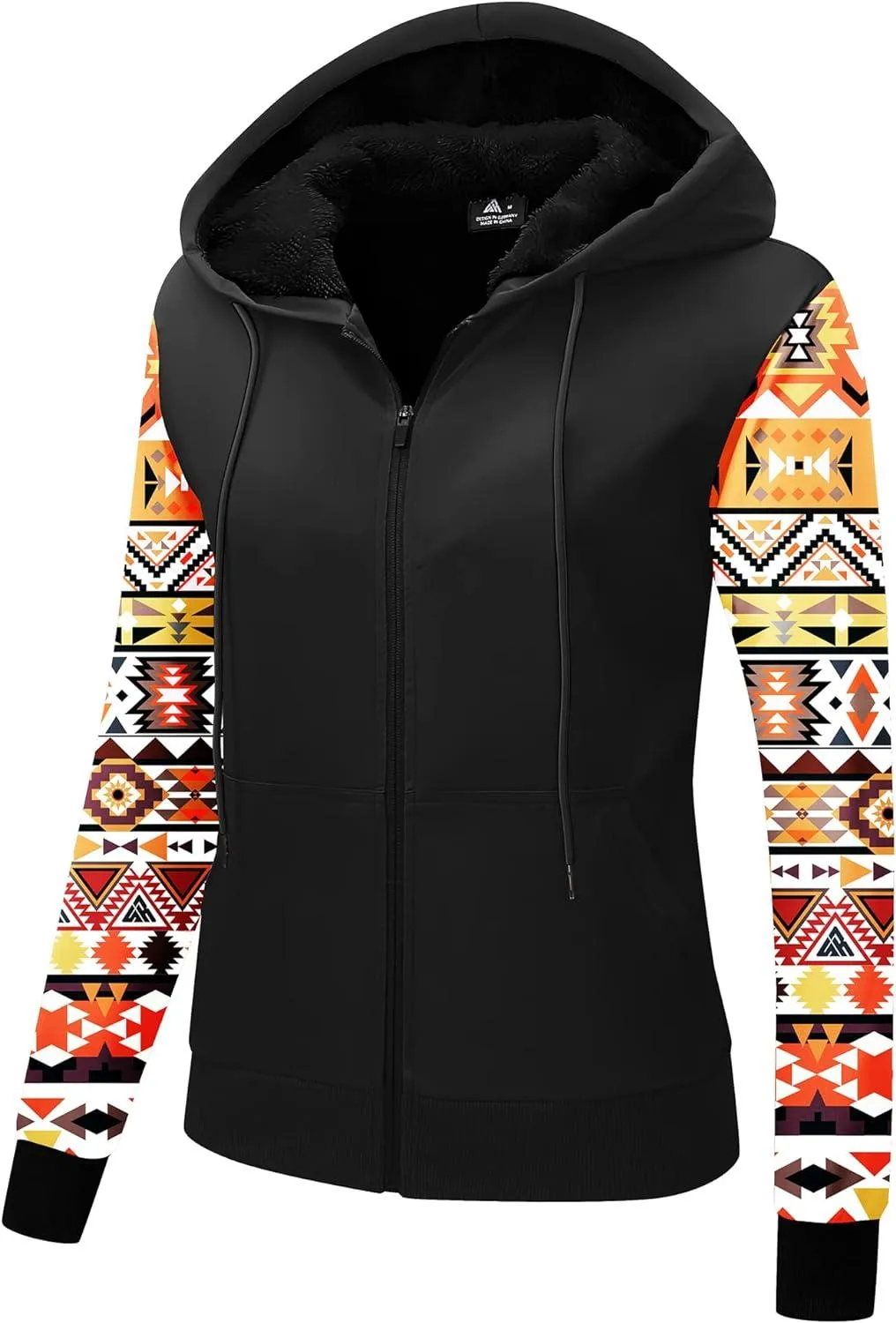 Women's Black Full Zipper Casual Hoodie-ZPK007302