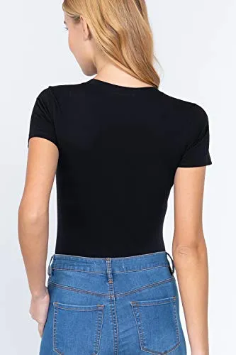 Women's Snap Crotch Short Sleeve V-Neck Cotton Jersey Bodysuit
