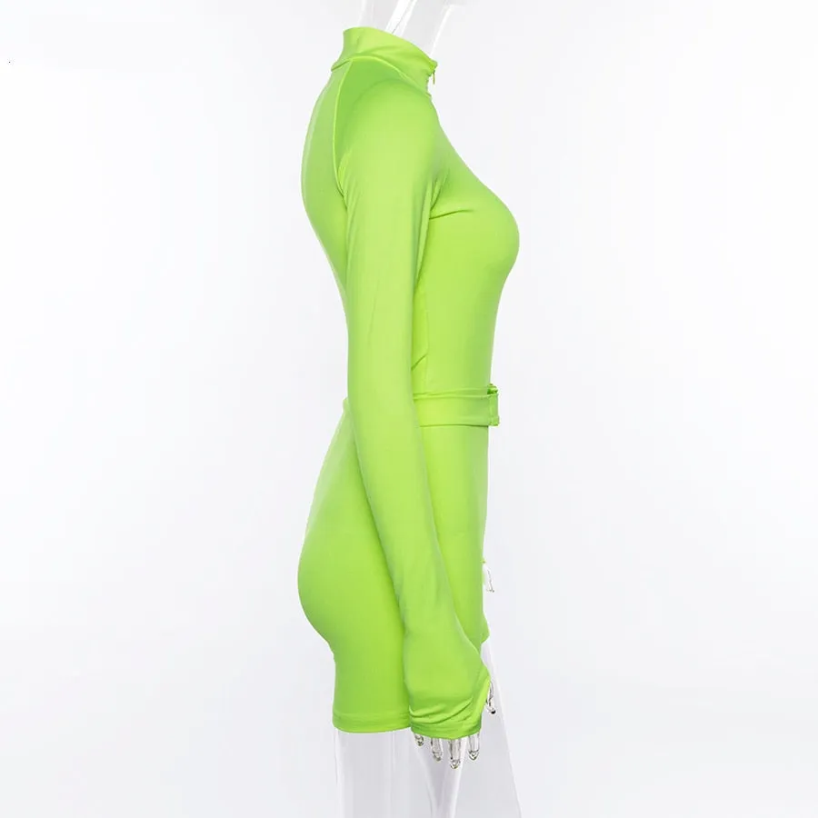 Women's Spring/Autumn Fluorescence Color Fitness Bodysuit