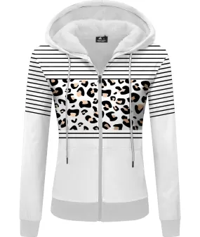 Women's White Full Zipper Printed Hoodie-ZPK006211