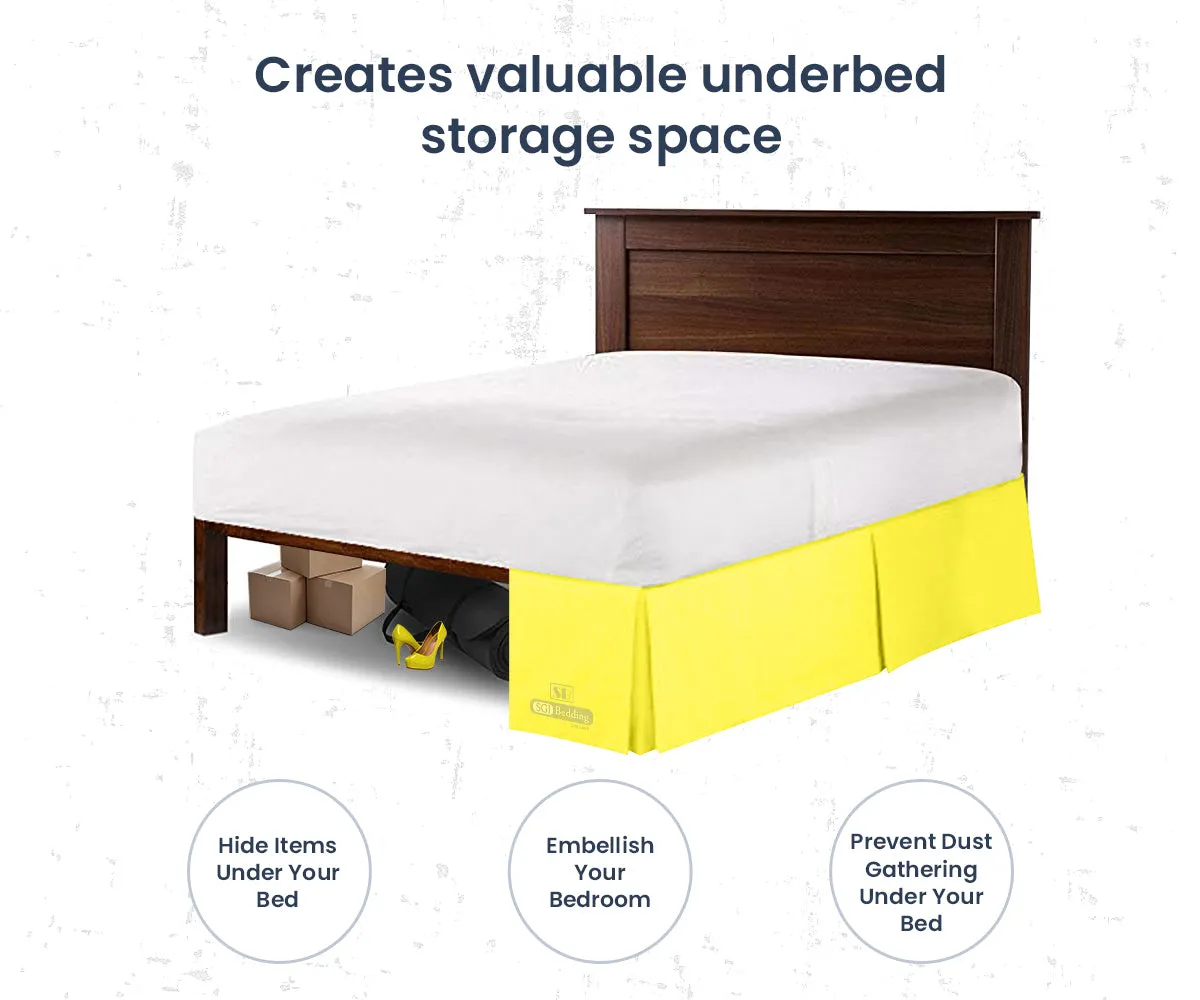 YELLOW PLEATED BED SKIRT
