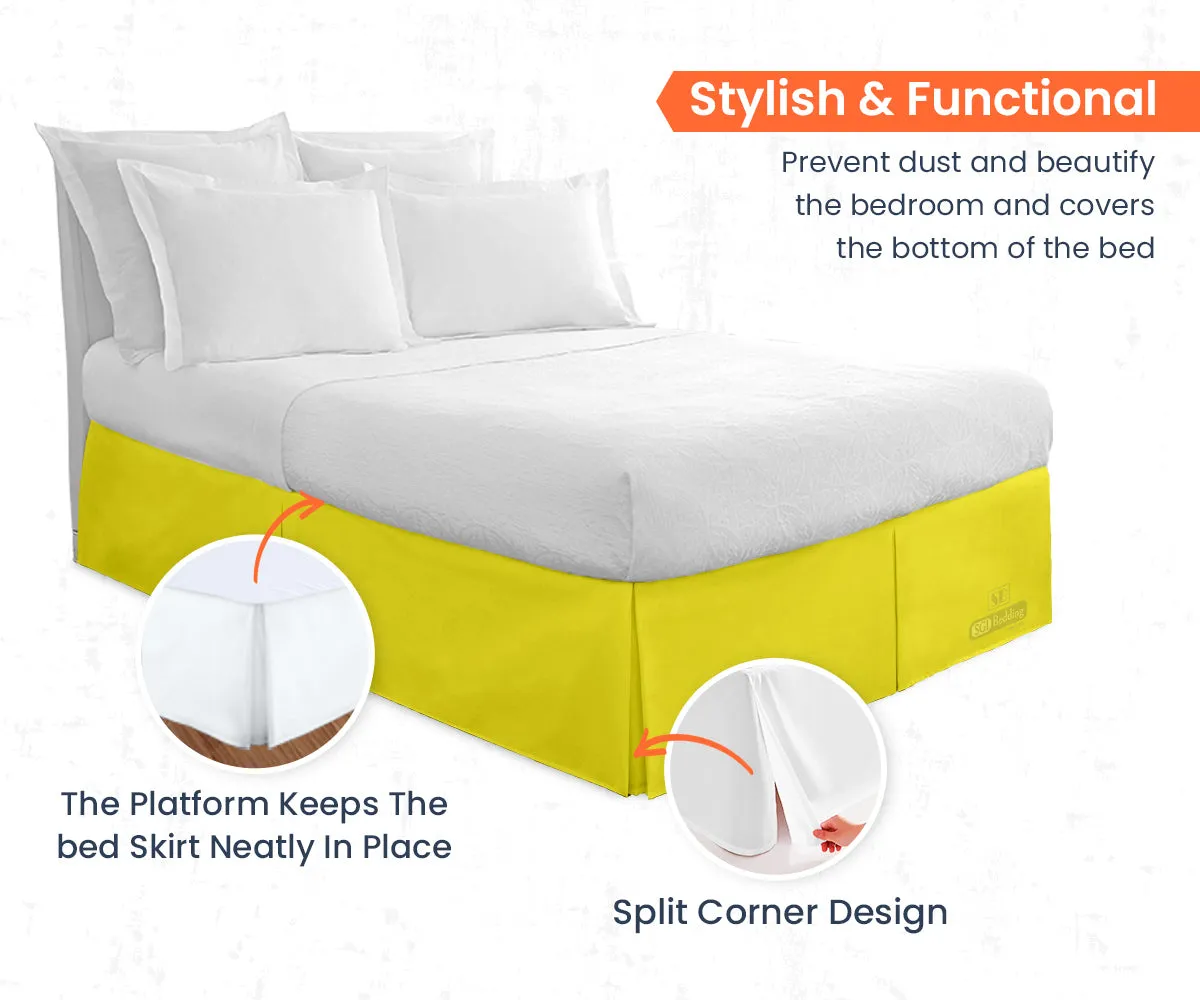YELLOW PLEATED BED SKIRT